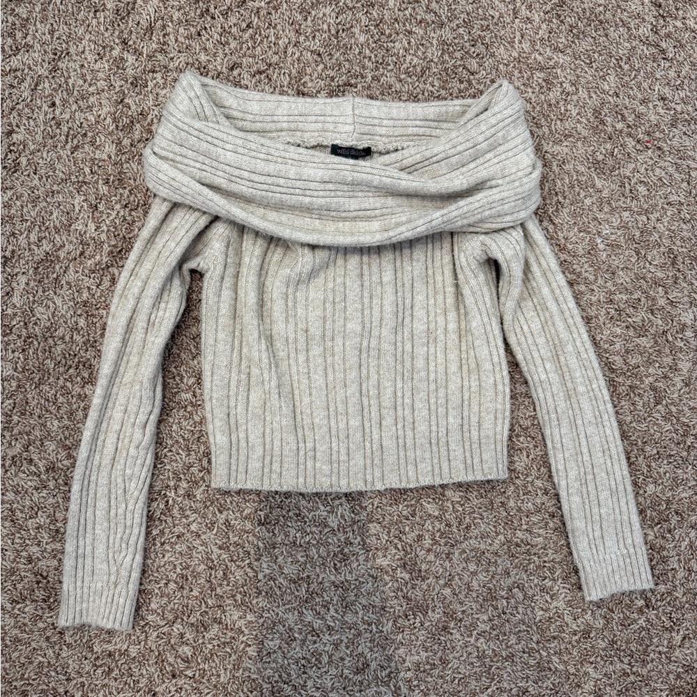 Off-Shoulder Cream Sweater